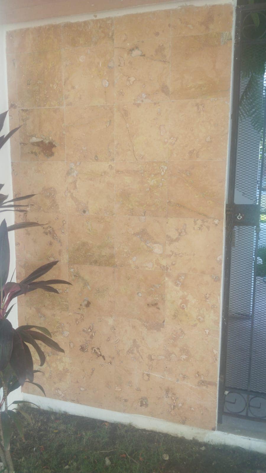 Pared sin moho después de lavar a fondo con hidrolavadora